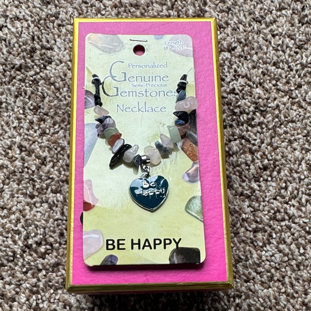 Gemstone Necklace BE HAPPY